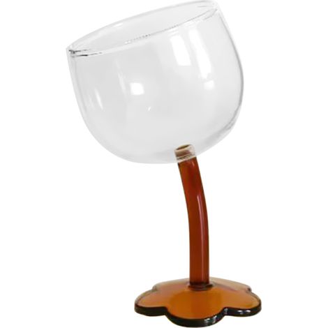 Verre à vin rouge Pied en verre Motif floral Tête inclinée Brun transparent Design élégant et raffiné pour dégustation (1/5)