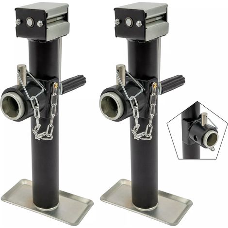 2Pcs Jack Stand, 2000 lbs Heavy Duty Trailer Jack 10" Vertical Travel Weld-on Pipe Mount Swivel Trailer Jack with Support Base, Height Adjustable, for RV, Horse, Utility, Yacht (1/5)