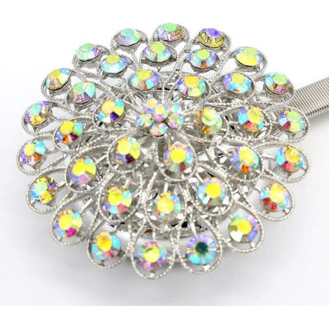 1 embrasse paon bleu ciel – boule cristal bling, magnétique, 40 cm