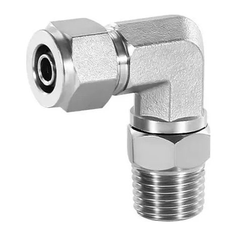 Coude rotatif à 360° (BSPT-14x12mm) pour tuyau pneumatique à torsion rapide, filetage 1/8", 1/4", 3/8", 1/2", connecteur mâle BSPT -1", acier inoxydable 304. (1/5)