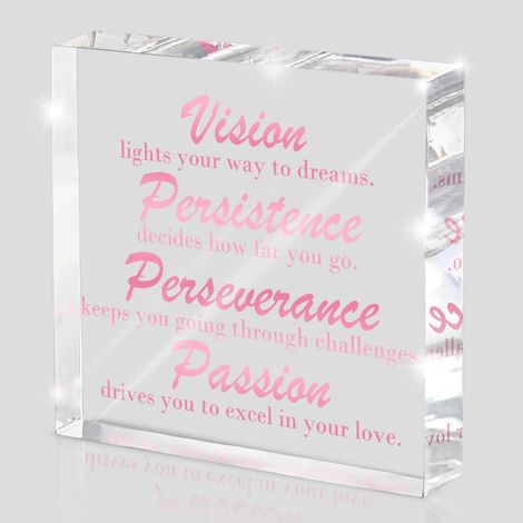 Décoration de bureau rose, cadeaux inspirants et motivationnels, acrylique 10x10 cm, décoration motivationnelle de bureau à la maison féminin, cadeau d'affirmation positive pour femmes (1/5)