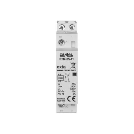Contactor de instalación modular 25A, 1xNO + 1xNC, 230V CA STM-25-11
