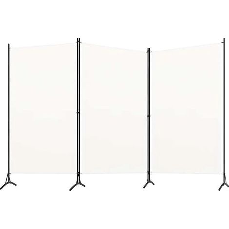 Paravent 3 Panneaux Blanc 260x180 cm Tissu Séparateur de Pièce (1/5)
