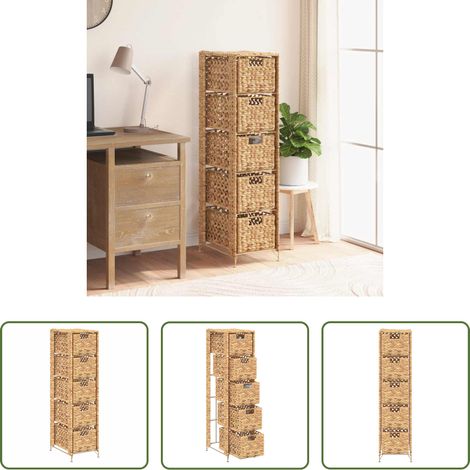 Schubladenschrank -  Standregal mit 5 Körben 25,5x37x100 cm Wasserhyazinthe (1/5)