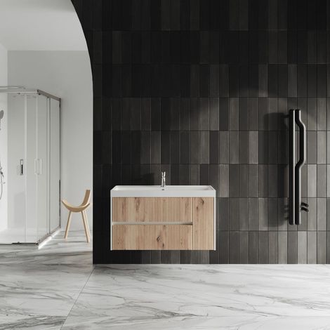 Suspendiertes Badezimmermöbel 100Cm Rovere Oro Ohne Spiegel  Cortina