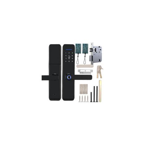 Serrure électrique de porte WiFi Déverrouillage empreinte digitale, carte IC, mot de passe Alliage de zinc, étanchéité, 110 empreintes (1/5)