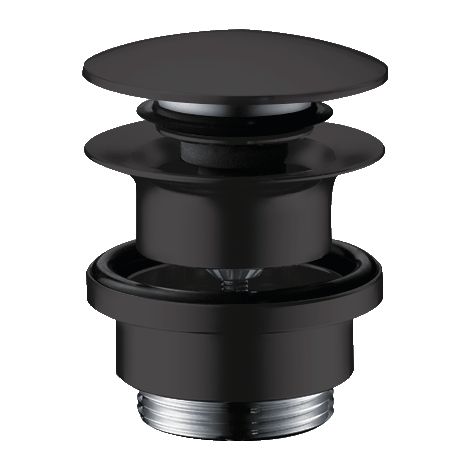 Hansgrohe – Bonde de lavabo clic-clac 1 ¼" – Finition laiton noir mat – Ouverture par bouchon pression – Pour lavabos avec trop-plein