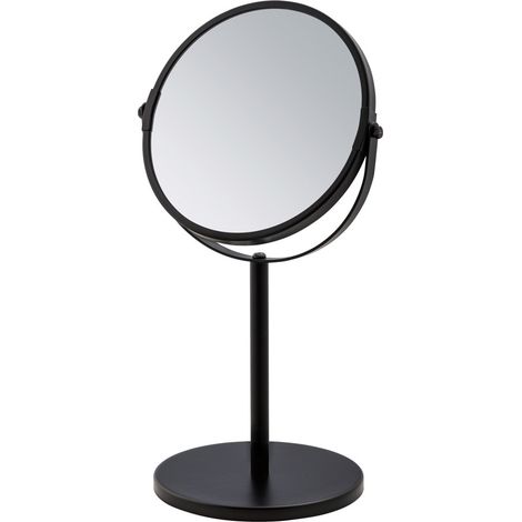 Specchio trucco da appoggio 34H in acciaio nero opaco con ingrandimento 3x (1/4)