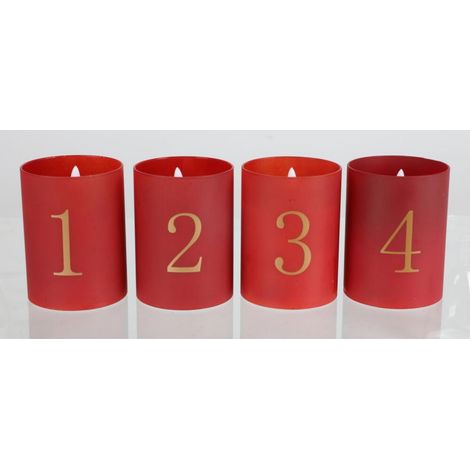BURI Adventskerzen 4er Set LED Wachs Glas Lampen Lichter Beleuchtung Weihnachten (1/5)