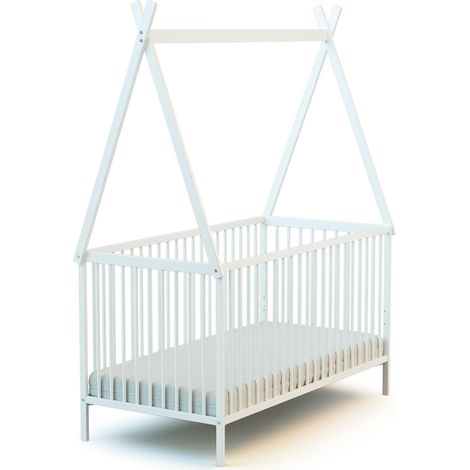 WEBABY - Lit bébé en bois 70 x 140 cm avec tipi (1/3)