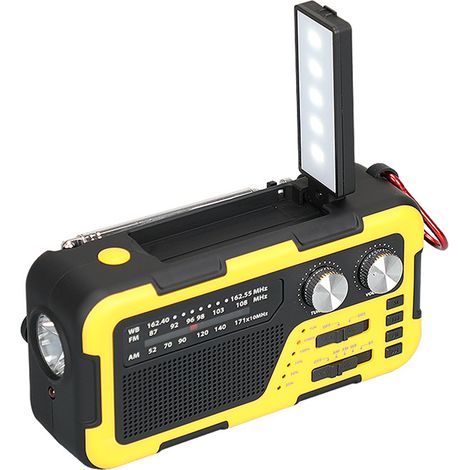 Radio D'Alerte Météo D'Urgence - AM FM NOAA - Charge Solaire Manivelle USB-C - Lampe Torche LED 1 W - Batterie Rechargeable 2000 mAh - 1 Pièce (1/5)