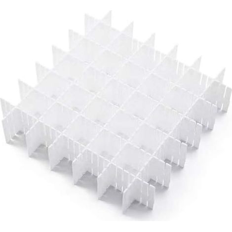 Organizzatore per cassetti regolabile fai da te con sistema di stoccaggio in plastica, confezione da 12 (32,4 x 7 cm), bianco