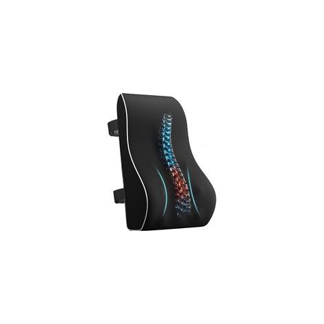 Coussin lombaire ergonomique, support dorsal en mousse à mémoire de forme pour siège auto ou chaise de bureau, support dorsal avec revêtement antistatique et doubles sangles réglables, noir (1/3)