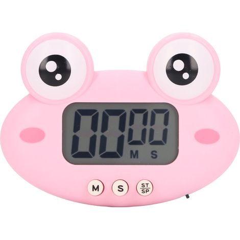 Cartoon Digital Timer ABS Portable Lightweight Simple To Use Cute Cartoon Timer for Kitchen Cooking Pink Frog