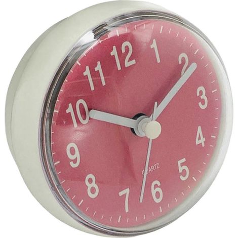 Horloge silencieuse à ventouse Wll, anti-brouillard, pour salle de bain, cuisine, bureau.-Pink (1/5)