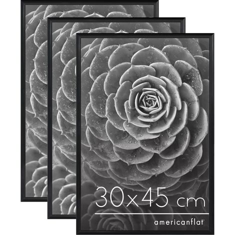 Cadre Photo 30x45 cm Noir - Cadre 45x30 cm avec Encadrement Fin et Plexi Poli - Matériel de Suspension Intégré pour Mur - Suspension Horizontale ou Verticale - Lot de 3 (1/5)