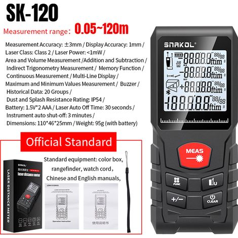 Télémètre laser intelligent Télémètre numérique avec zone de volumes continus unique Modes de mesure de Pythagore Fonction réglable IP54 étanche (1/5)