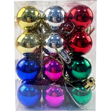 Lot de 24 boules de Noël incassables de 3 cm, mini boules de Noël à suspendre pour sapin de Noël, fêtes, mariage, fête, décoration, colorées (1/5)