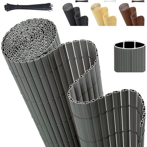 Brise Vue Balcon, Canisse PVC avec Serre-Câbles, Solide Opaque Imperméable Brise-Vue Jardin Clôture, Facile à Poser, 90 x 500 cm, Gris (1/5)
