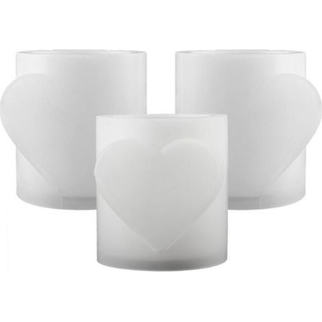 3PièCes Tasse D'Amour Moule en Silicone Coeur en BéTon Pot de Bougie Bricolage Pot de Rangement en RéSine Moules de Pot de Fleurs (1/4)
