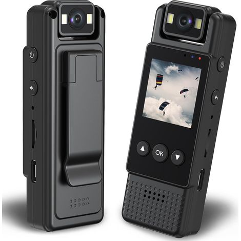 Mini telecamera di sorveglianza portatile ad alta definizione 1080P con obiettivo girevole a 180°, 6 ore di autonomia della batteria, rilevamento del movimento per sport, ciclismo e viaggi. (1/5)