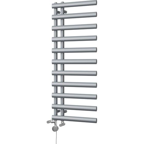 Elyan - Silver Dual Fuel Towel Rail H1238mm x W500mm Thermostatic (1/3)
