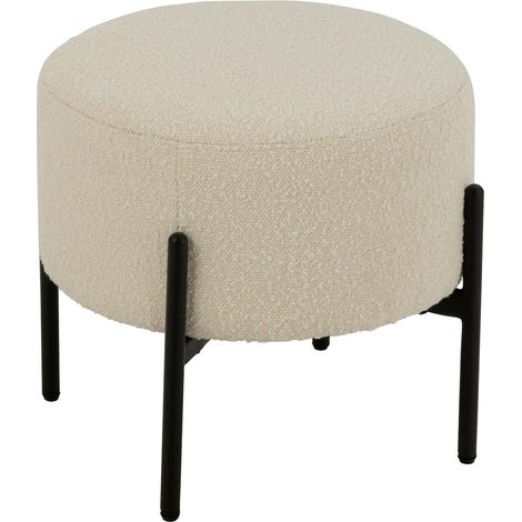 Tabouret en Tissu Bouclé "Aldo" 44cm Blanc