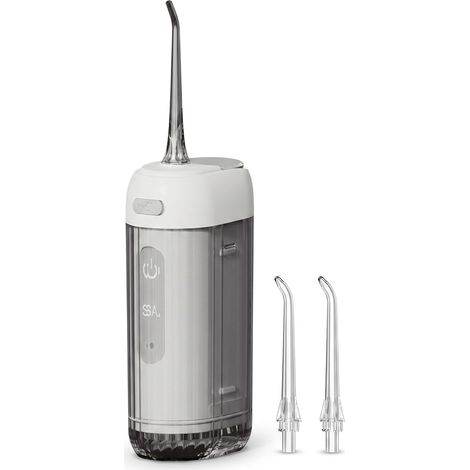 Douche buccale portable, hydropulseur sans fil rechargeable par USB, étanche IPX7, nettoyeur dentaire électrique pour les espaces interdentaires, irrigateur buccal compact pour la maison et les voyage (1/5)