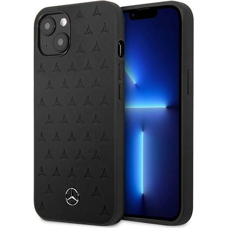 Mercedes MEHCP13SPSQBK iPhone 13 mini 5.4 negro/negro funda rígida de cuero con estampado de estrellas (1/5)