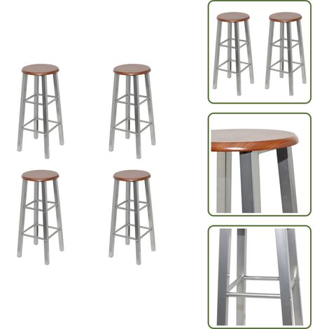 Tabourets de bar lot de 4 argenté et marron MDF - Tabourets De Bar - Tabourets De Cuisine - Chaise De Bar - Meubles De Salon - Mobilier Intérieur (1/5)