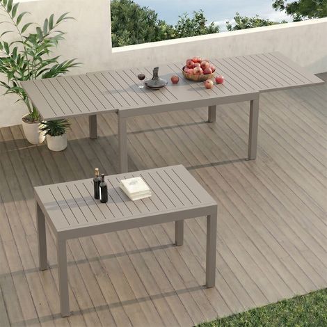 Devoko – Table de jardin extensible 6 à 10 personnes – Aluminium écologique – L 130/260 x H 81.5 x P 74.5 cm – Pieds réglables antidérapants