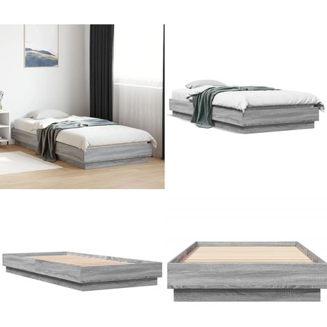 Bettgestell Grau Sonoma 100x200 cm Holzwerkstoff - Holzbettfundament - Bettrahmen - Singlebett - Grau Sonom - Lattenrost - Home & Living (1/5)
