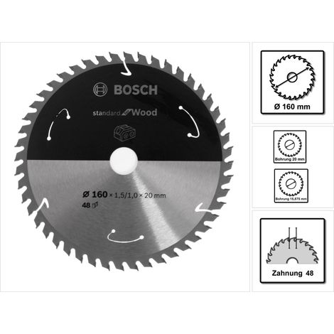 Lame de scie circulaire HM 160x1,5/1x20 48Z WZ BoschVE à 1 pièce Standard Bois pour scies sans fil (1/5)