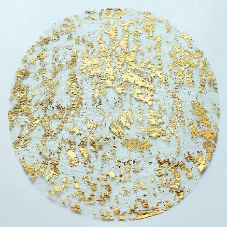 Set de 12 nappes de table jetables dorées, rondes métalliques, pressées en maille de feuille de 13 pouces, 12 serviettes dorées pour table à manger, mariage, anniversaire, fête (1/4)