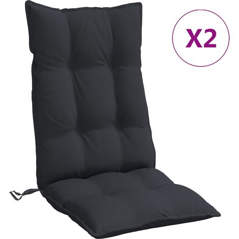 Coussins de chaise à dossier haut lot de 2 noir tissu oxford (1/5)