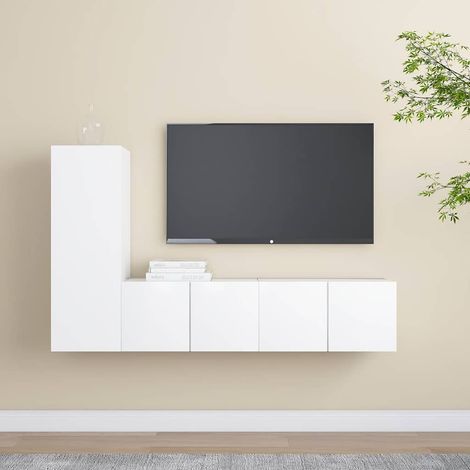 Ensemble de meuble TV 3 pcs pour Salon - Armoire TV Blanc Aggloméré BV421213 - BonneVie (1/5)
