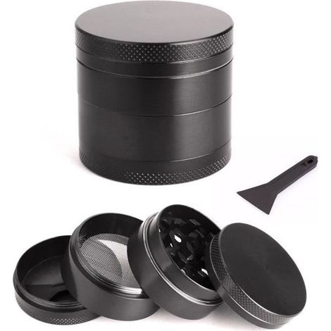 Broyeur Moulin - Noir - 4 Parties - Diamètre 40MM - Plastique et Aluminium - Efficace (1/4)