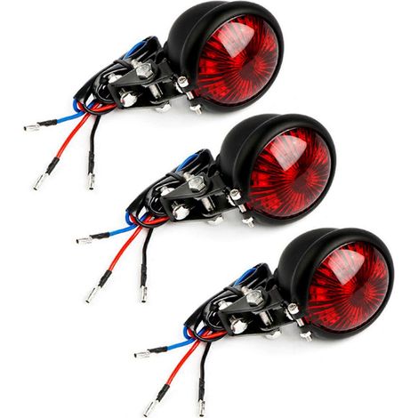 feux arrière de style café racer à LED rouges 12V, réglables, pour motos et autres véhicules.