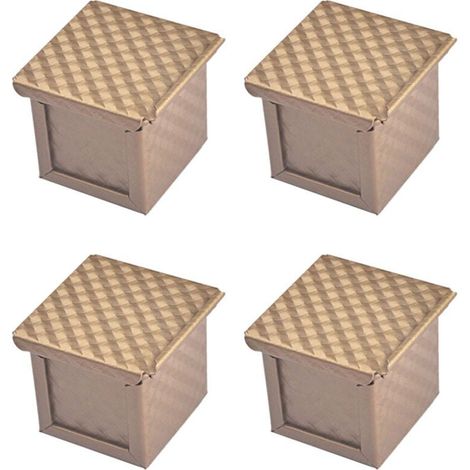4X Moule à Pain Carré avec Couvercle Toast Pullman Antiadhésif Mini Eau Box (1/4)