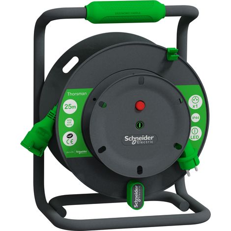 Schneider Electric – Prolongateur électrique H05VVF 25m 1 prise 2P+T – Indice de protection IP44 – Câble 3G1.5mm² pour extérieur – Poignée ergonomique (1/4)
