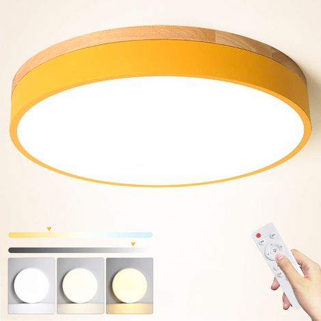 Plafonnier LED 36 W, plafonnier moderne en métal avec télécommande, variateur d'intensité, 3 températures de couleur, 40 cm, jaune (1/5)