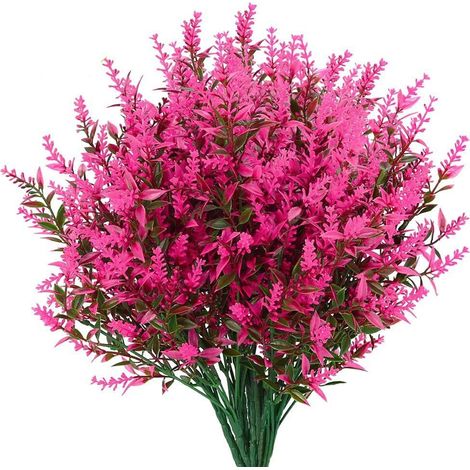 Conjunto de 6 ramos de lavanda, flores de seda resistentes a los rayos UV, decoración para interiores y exteriores. (1/5)