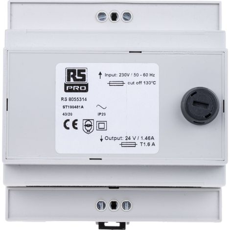 Transformateur rail DIN, Vin 230V c.a., Vout 24V c.a., 35VA, sorties ( Prix pour 1 ) (1/3)