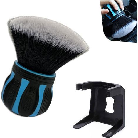 Brosse de nettoyage pour voiture, ultra douce, brosse de brillance des pneus avec support de rangement, outil de nettoyage intérieur, outils de beauté universels pour la plupart des voitures (1/5)