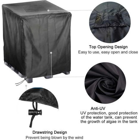 Bâche Cuve 600l, Collecteurs D'eau de Pluie Bache, Adapté au RéServoir D'eau de Baril de Pluie Extérieur 600l, Couverture UV, Antipoussière, Housses pour Cuve eau de Pluie (120x80x100cm) (1/3)
