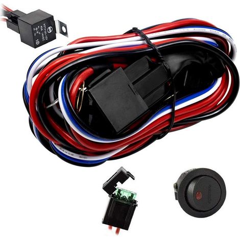 Faisceau Electrique avec Relais et Interrupteur pour Rampe Barre Phare Projecteur LED SUV ATV et Camion Tout-terrain (300W) (1/5)
