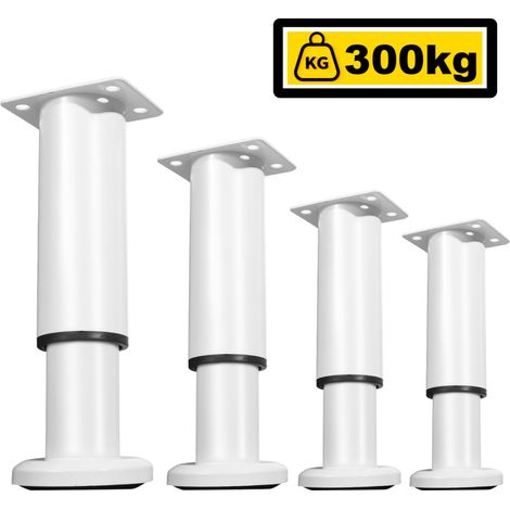 SWANEW 4X Piedini per mobili 12-18cm estensibili (bianco) Piedi del plinto Gamba di supporto Gamba del mobile Piedini del plinto per hotel regolabili Piedi (1/5)