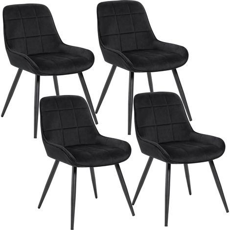 Woltu – Set of 4 ergonomic velvet dining chairs – Curved backrest for comfort – Metal legs with anti-slip feet – For dining room, living room, kitchen (1/5)