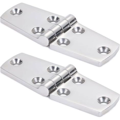 Charnière - Acier Inoxydable 316 - 102 x 38 mm - Pour Porte de Placard ou Bateau - Lot de 2