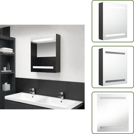 LED-Bad-Spiegelschrank Anthrazit 50x14x60 cm - LED-Spiegelschrank - Badezimmermöbel - Kosmetikspiegel - Wandregal - Aufbewahrungsschrank (1/5)